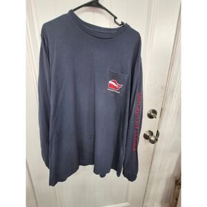 Vineyard Vines XL Long Sleeve‎ T Shirt Naughty Nice Whale Logo Navy Blue